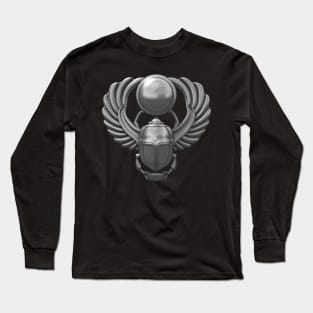 Silver Egyptian Scarab Long Sleeve T-Shirt